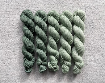 Sage | Mini Skein Fade Set | Hand Dyed Yarn - Superwash Merino - 10g or 20g - Gradient