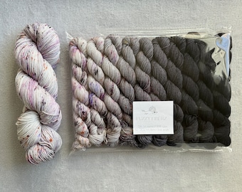 Dyed-To-Order | Mini Skein Yarn Fade Set - HEARTBREAKER - 20g Mini Skeins + a full - Hand Dyed | Handdyed Yarn | Gradient | Superwash Merino