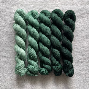 Dyed-To-Order | Mini Skein Fade Set - Spruce  - 20g Mini Skeins - Hand Dyed | Handdyed Yarn | Gradient | Superwash Merino