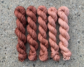 Rose | Mini Skein Fade Set | Hand Dyed Yarn - Superwash Merino - 10g or 20g - Gradient