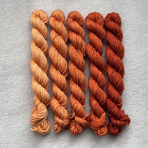 Terracotta | Mini Skein Fade Set | Hand Dyed Yarn - Superwash Merino - 10g or 20g - Gradient