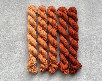 Terracotta | Mini Skein Fade Set | Hand Dyed Yarn - Superwash Merino - 10g or 20g - Gradient