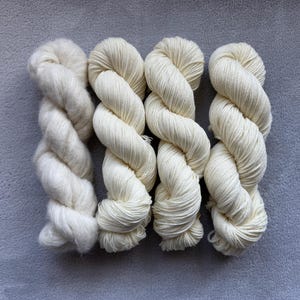 Undyed Yarn | Varying Weights | Bare Merino Wool Yarn |  Super Wash | Choose Your Base | Suri, Sock, DK, Worsted