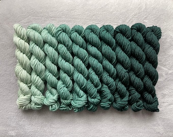 Spruce | Mini Skein Fade Set | Hand Dyed Yarn - Superwash Merino - 10g or 20g - Gradient
