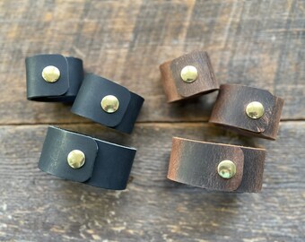 Shawl Cuffs | SET OF 3 | Handcrafted Leather Shawl Cuffs | Black or Brown | Varying Sizes