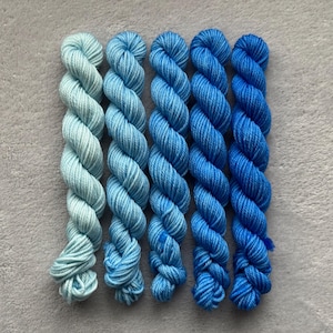 Baby Blues | Mini Skein Fade Set | Hand Dyed Yarn - Superwash Merino - 10g or 20g - Gradient