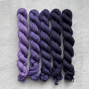 Ultra Violet | Mini Skein Fade Set | Hand Dyed Yarn - Superwash Merino - 10g or 20g - Gradient