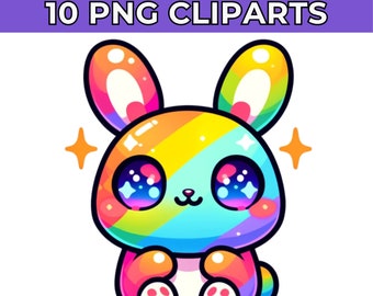 Kawaii Bunnies Watercolor PNG | Bunny Clipart | Cute Bunny | Watercolor Clipart for Card Making | Digital Download for Commercial Use Vector