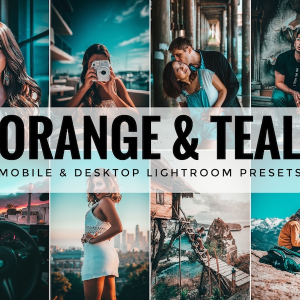 6 preimpostazioni per Lightroom mobile, preimpostazioni di arancione e verde acqua, preimpostazioni di Lightroom, preimpostazioni di stile di vita, preimpostazioni di Blogger, preimpostazioni di viaggio, preimpostazioni estive