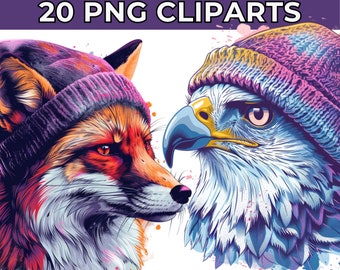 Acquerello Beanie Animals Clipart / Safari Clip Art / Illustrazioni Leone, Zebra, Ippopotamo / Grafica PNG / Download istantaneo per uso commerciale