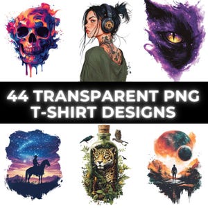 Vibrant T-Shirt Design Bundle: 44 PNG Graphics, Commercial Use (Digital Download)