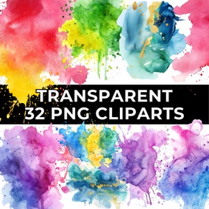 Acuarela Color Splash Clipart PNG, Imágenes Prediseñadas de salpicaduras de pintura, Imágenes Prediseñadas de tinta de alcohol, Imágenes Prediseñadas abstractas para uso comercial, Descarga instantánea