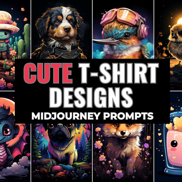 Cute T-shirt Designs Midjourney Prompts, AI Art, Midjourney Prompt, Midjourney AI Art, Learn Midjourney, Digital Art, AI Generate, Art Print