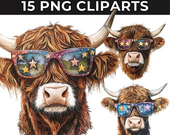 15 Cute Highland Cow PNG Sublimation Design Coffee Addict Clipart Bundle Cow Digital Image T-Shirt Design Instant Download PNG