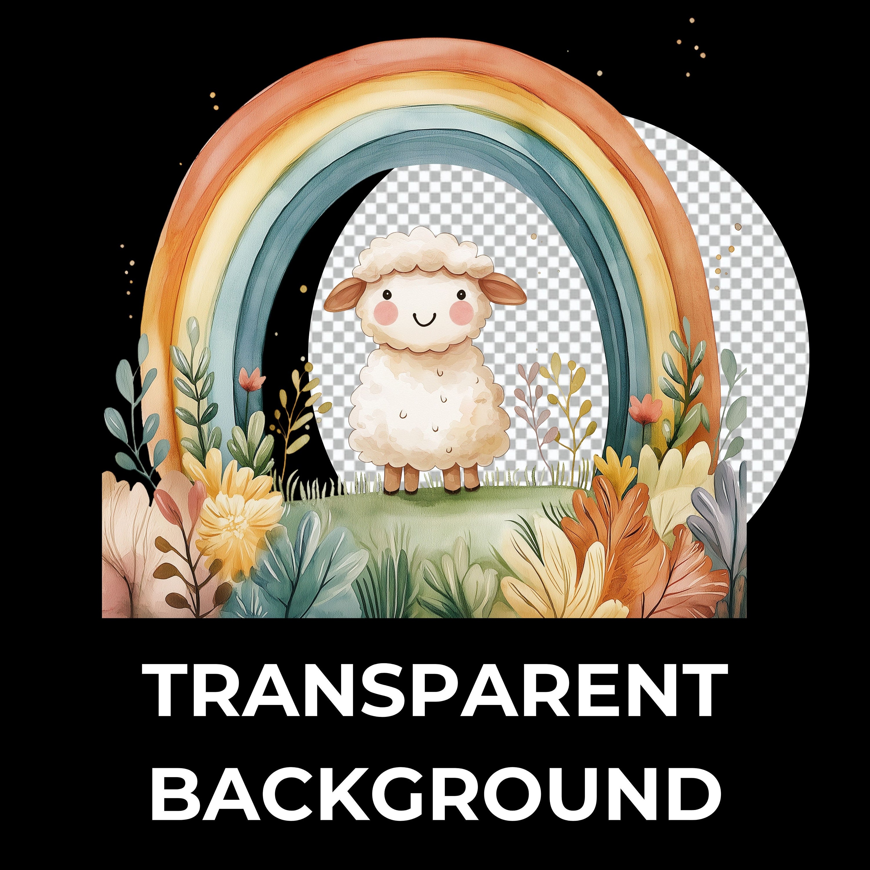24 Rainbow Watercolor Cute Animals Clipart Cute Animal PNG Watercolor ...