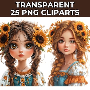 25 Girls Clipart, Cute Girl Clipart, Children Clipart, Chibi Girl Clipart, Cute Kids Clipart, Little Girl PNG, Anime Girl Watercolor Clipart