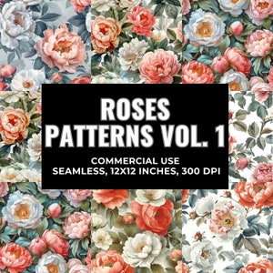 Seamless Vintage Flowers Digital Paper Shabby Chic Floral Seamless Pattern Floral Collage Paper Pack Shabby Chic Roses Junk Journal Kit Art