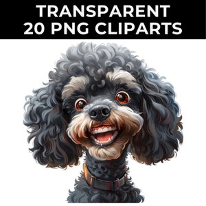 Ensemble de cliparts PNG chien mignon et drôle | 20 images 300 ppp de haute qualité | Utilisation commerciale | Téléchargement numérique | Journal indésirable | Créations en papier