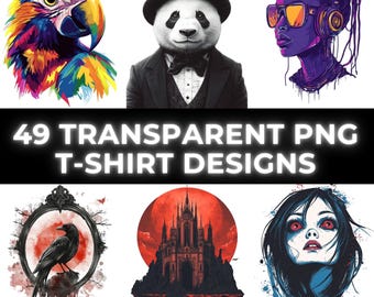 Vibrant Animal T-Shirt Designs: Sublimation PNG Bundle (Commercial Use)
