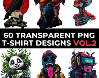 Vibrant Animal T-Shirt Designs: Sublimation PNG Bundle (Digital Download)
