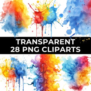 Acuarela Color Splash Clipart PNG, Imágenes Prediseñadas de salpicaduras de pintura, Imágenes Prediseñadas de tinta de alcohol, Imágenes Prediseñadas abstractas para uso comercial, Descarga instantánea