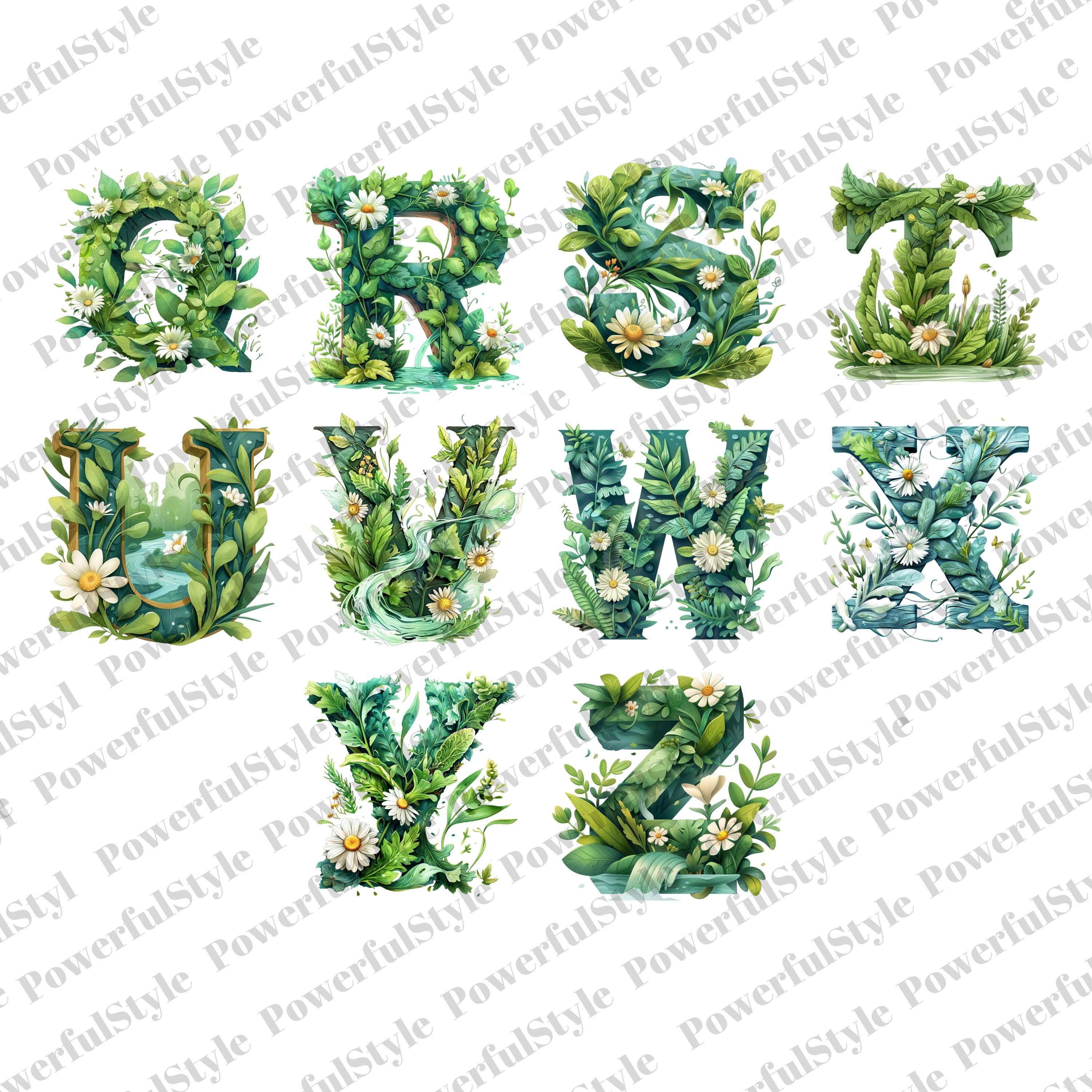 26 PNG Watercolor Floral Alphabet Collection Clipart | Pink Alphabet ...