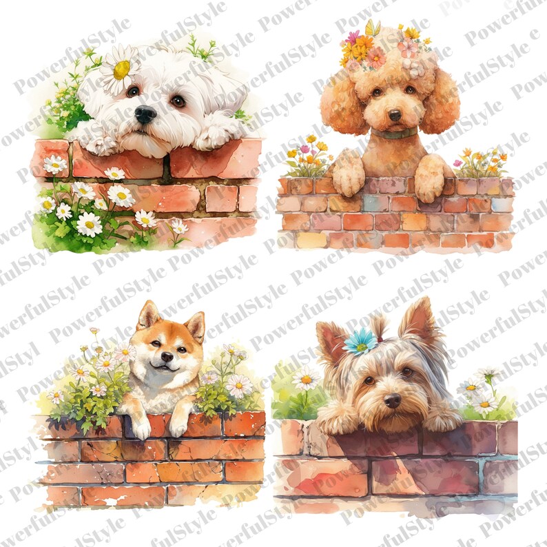 Cute Dogs Clipart Bundle | Cute Puppy PNG | Watercolor Dog | 20 High ...