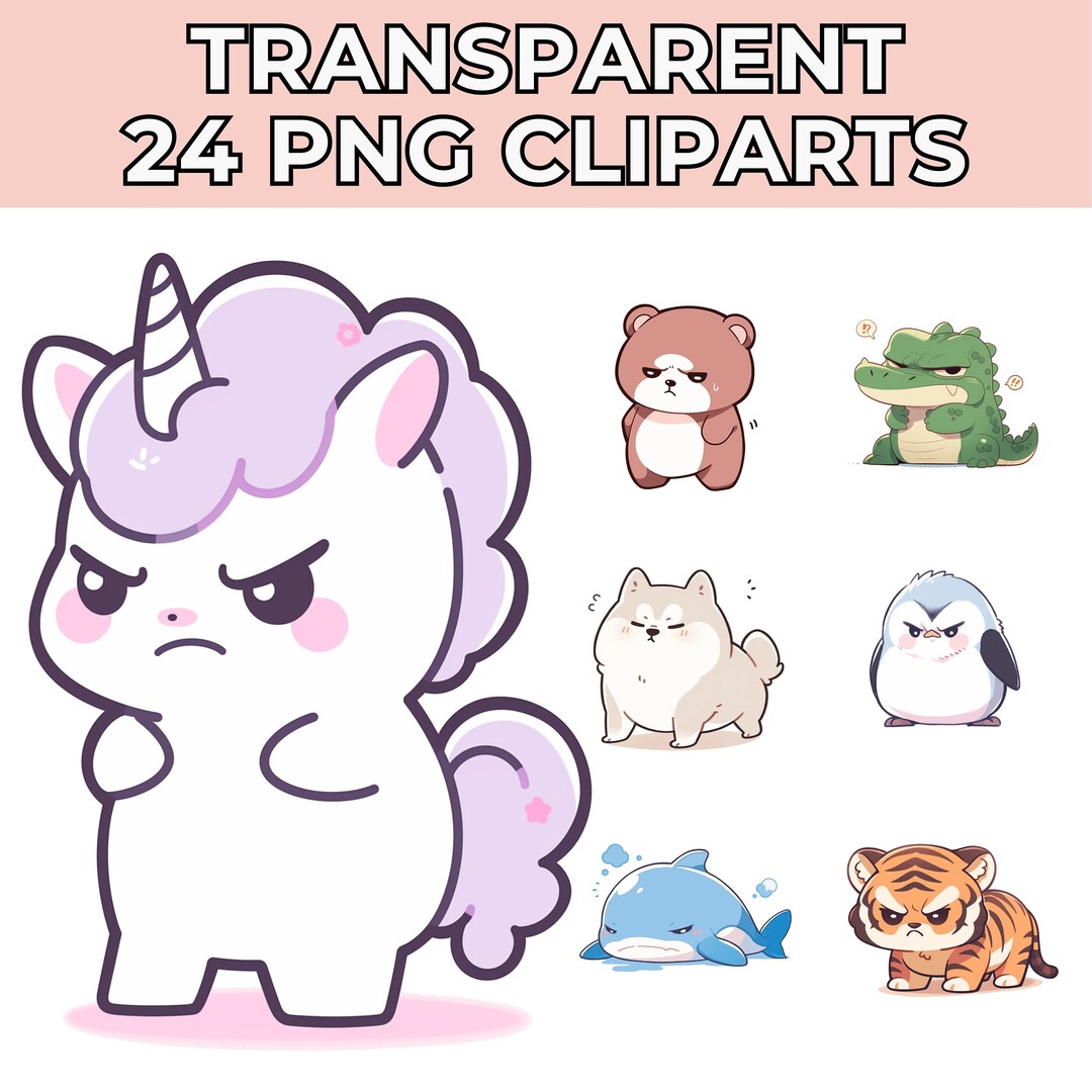 Cute Kawaii Animals PNG Bundle, Pastel Chibi, Clipart PNG for Stickers ...