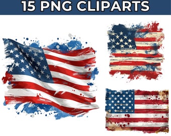 USA Flag Clipart - Watercolor USA Flag for Printable and Sublimation Projects - High Quality PNG Digital Downloads for Paper Craft