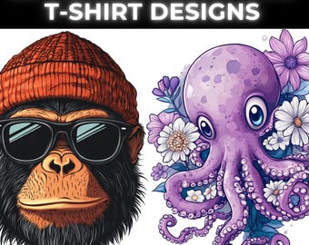 50 Unique T-Shirt Designs: Colorful Sublimation PNG Bundle (Digital Download)