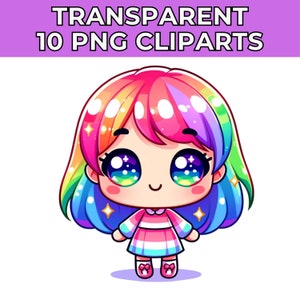 Kawaii Clipart Cute | Printable Sublimation | Kawaii Stickers Characters Girl | Kawaii T-Shirt Design Bundle | Kawaii Clipart