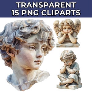 Roman Sculptures Clipart Roman Statues Watercolor Vintage Clipart for Junk Journal and Scrapbooking Projects
