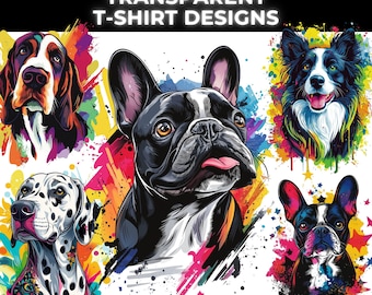 Dog Breed T-Shirt Designs: Colorful Sublimation Clipart Bundle (PNG)