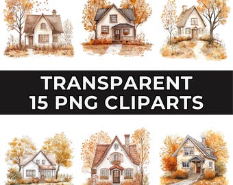 Autumn House Clipart Autumn Fairy House Clipart Fall Cottage PNG Halloween Clipart Cozy Fall House Clipart