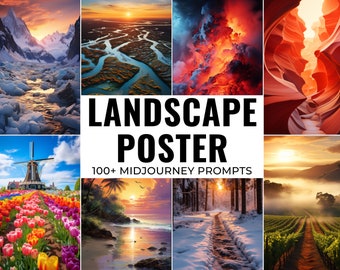 100+ Landscape Poster Designs Midjourney Prompts, AI Art, Midjourney Prompt, Midjourney AI Art, Learn Midjourney, Digital Art, AI Generate