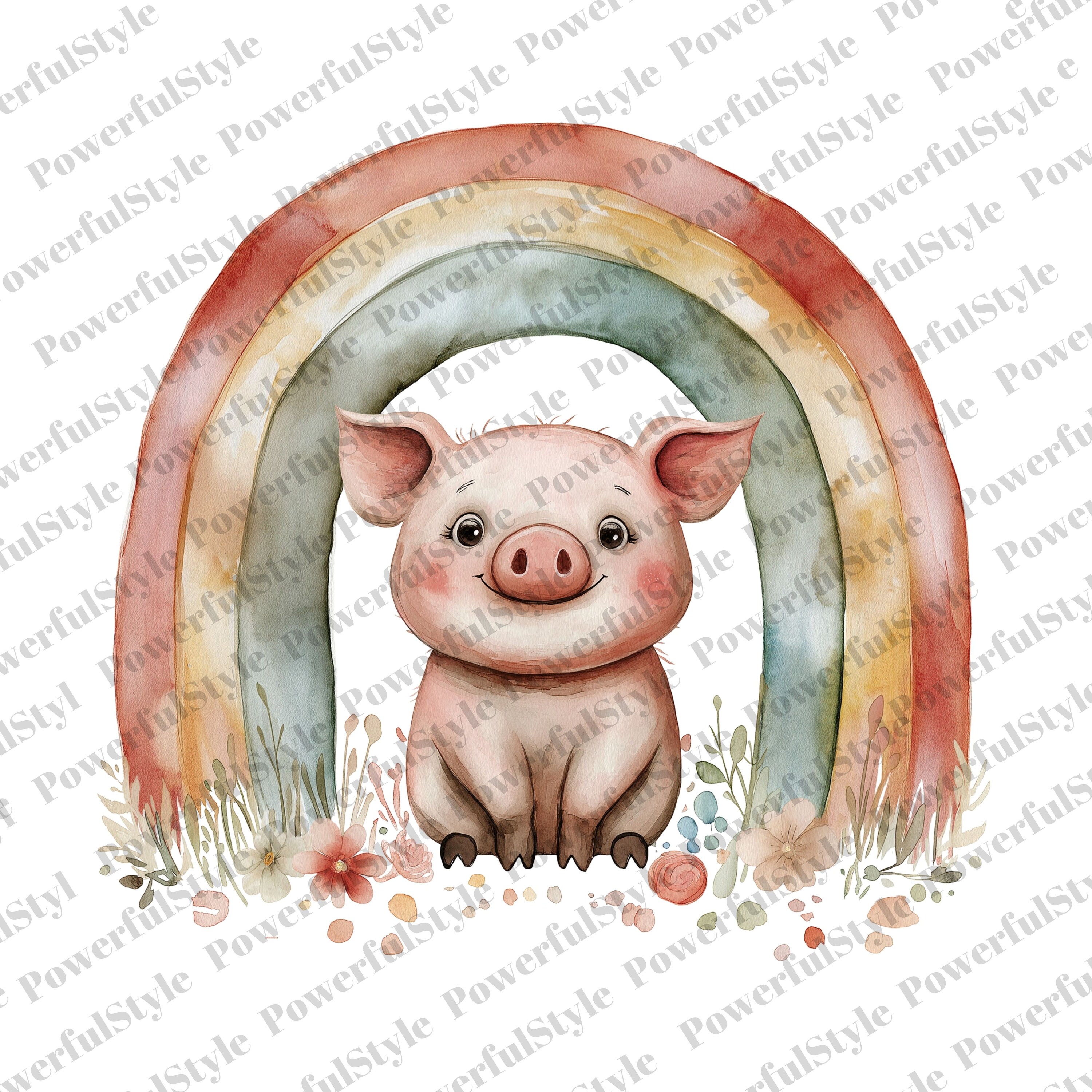 24 Rainbow Watercolor Cute Animals Clipart Cute Animal PNG Watercolor ...