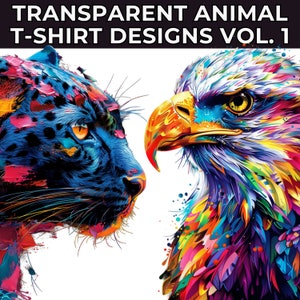 Vibrant T Shirt Design Animals, Colorful Sublimation TShirt Designs, Digital Download, TShirt Designs for Men, Women, Kids, Creative Bundle