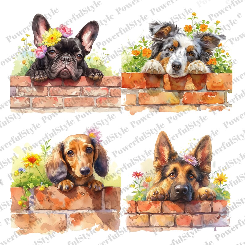 Cute Dogs Clipart Bundle | Cute Puppy PNG | Watercolor Dog | 20 High ...