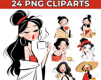 Clipart café aquarelle : Stickers Coffee Lover PNG (usage commercial)
