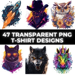 Vibrant Animal T-Shirt Designs: Sublimation PNG Bundle (Commercial Use)