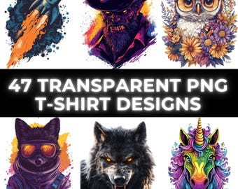Vibrant Animal T-Shirt Designs: Sublimation PNG Bundle (Commercial Use)
