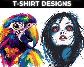 Vibrant T-Shirt Design Bundle: 49 Transparent PNG Files (Digital Download)
