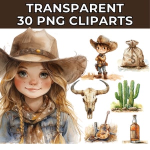 Watercolor Western Clipart | Texas Horse Cowboy Bundle PNG Format | Instant Download | For Commercial Use