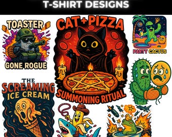 Colorful T-Shirt Designs: 20 PNG Sublimation Art (Digital Download)