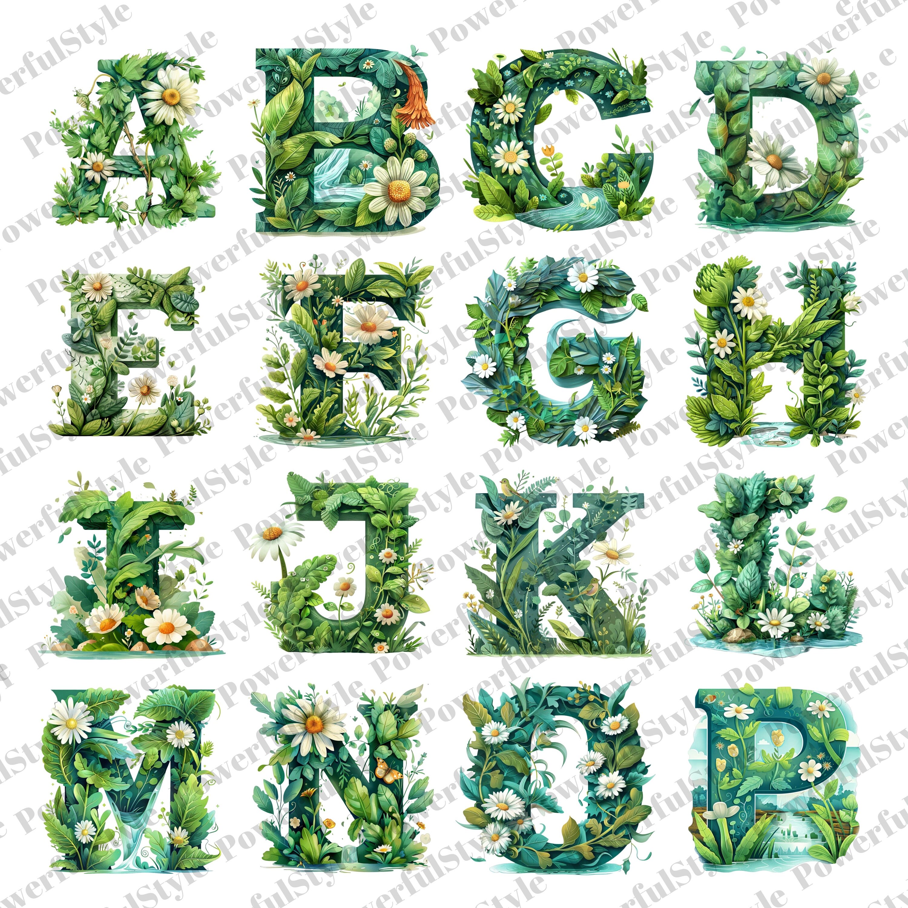 26 PNG Watercolor Floral Alphabet Collection Clipart | Pink Alphabet ...