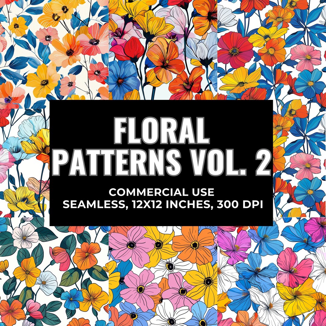 Floral Printable Paper Seamless Romantic Floral Digital Download ...