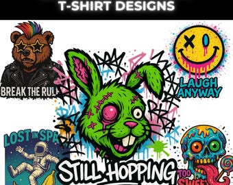 Urban T-Shirt Design Pack: 23+ Trendy PNG Prints (Digital Download)