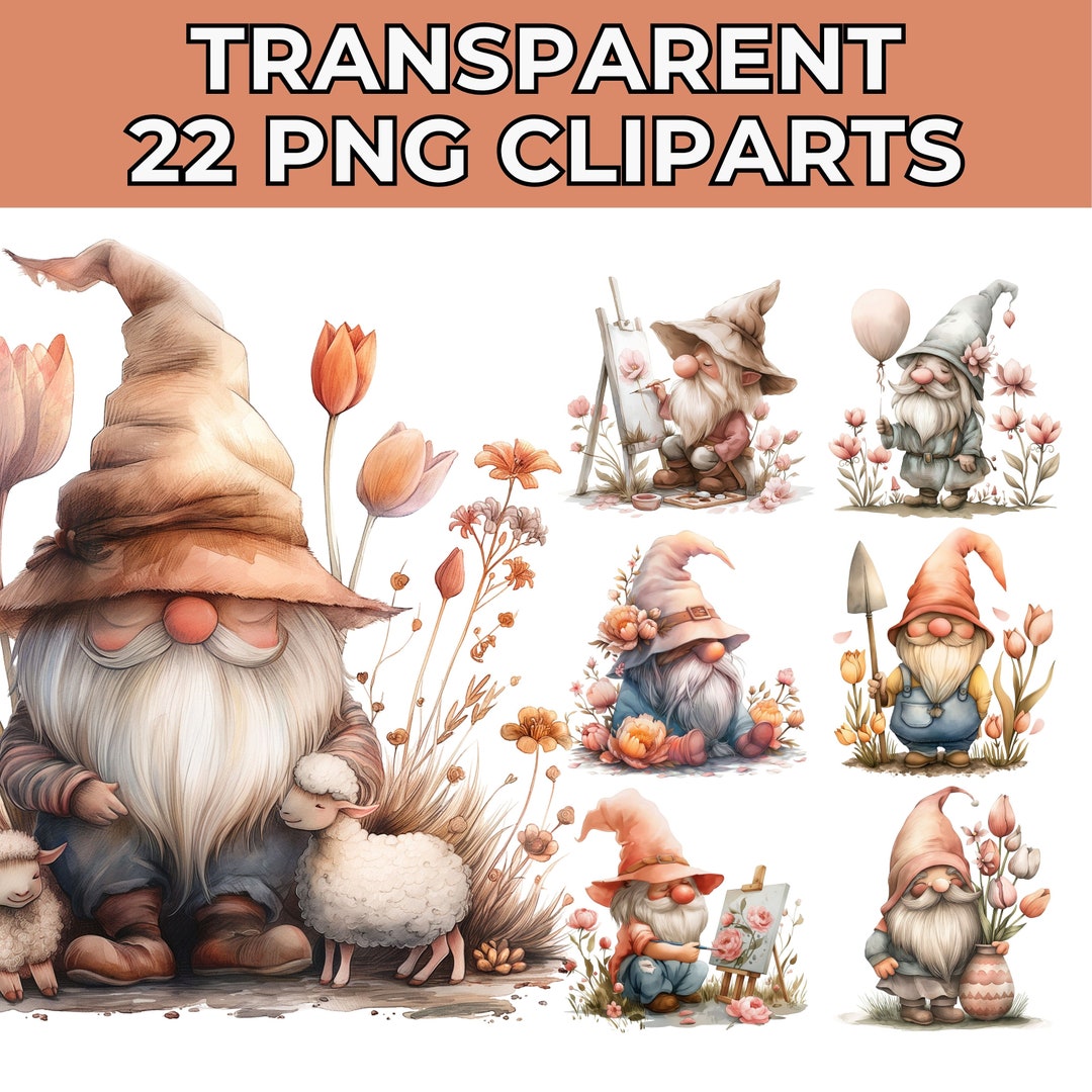 Whimsical Gnome Clipart Bundle | 22 Pngs of Cute Gnome Graphics for ...