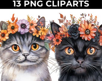Cats Clipart Bundle Cute Cat PNG Kitten Graphics Happy Baby Animals Printable Cartoon Animal Nursery Digital Instant Download