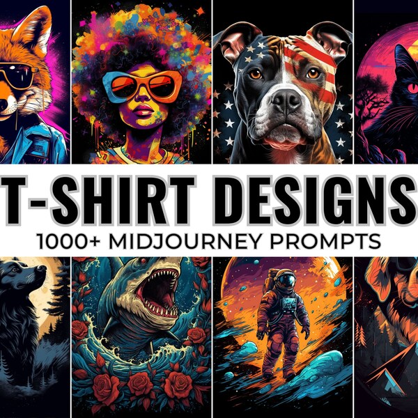 1000 T-shirt Designs Midjourney Prompts, AI Art, Midjourney Prompt, Midjourney AI Art, Learn Midjourney, Digital Art, AI Generate, Art Print